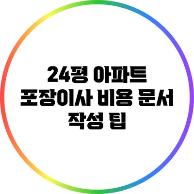 24평 아파트 포장이사 비용 문서 작성 팁