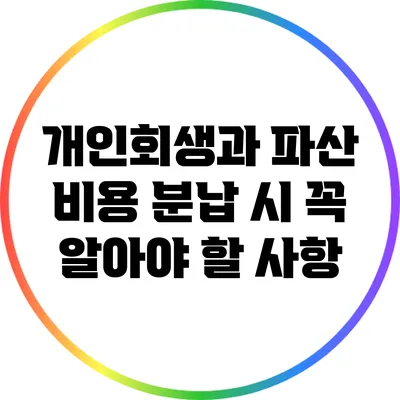 개인회생과 파산 비용 분납 시 꼭 알아야 할 사항