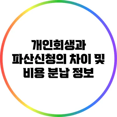 개인회생과 파산신청의 차이 및 비용 분납 정보