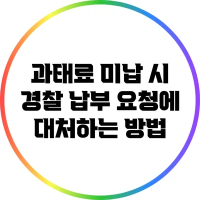 과태료 미납 시 경찰 납부 요청에 대처하는 방법