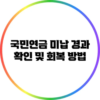 국민연금 미납 경과 확인 및 회복 방법