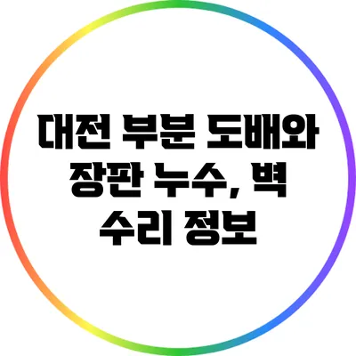 대전 부분 도배와 장판 누수, 벽 수리 정보