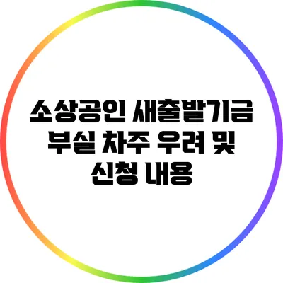 소상공인 새출발기금 부실 차주 우려 및 신청 내용