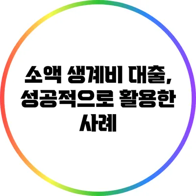 소액 생계비 대출, 성공적으로 활용한 사례