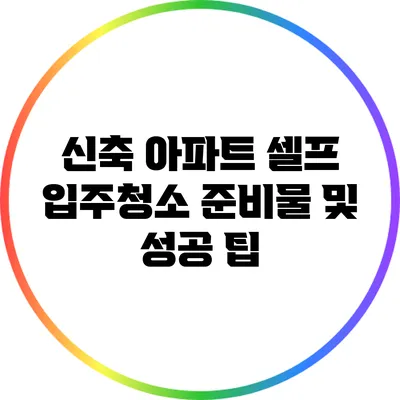 신축 아파트 셀프 입주청소 준비물 및 성공 팁