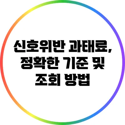 신호위반 과태료, 정확한 기준 및 조회 방법