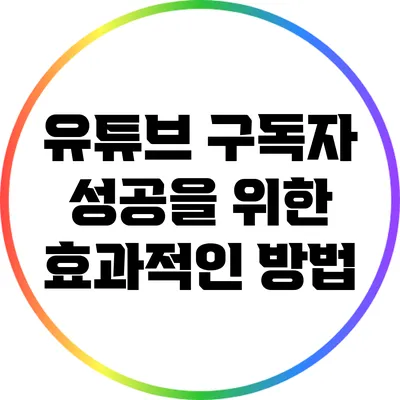 유튜브 구독자 성공을 위한 효과적인 방법