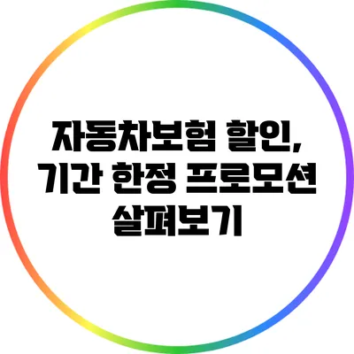 자동차보험 할인, 기간 한정 프로모션 살펴보기