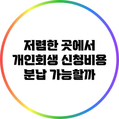 저렴한 곳에서 개인회생 신청비용 분납 가능할까?