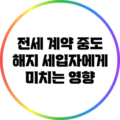 전세 계약 중도 해지: 세입자에게 미치는 영향