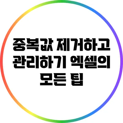 중복값 제거하고 관리하기: 엑셀의 모든 팁