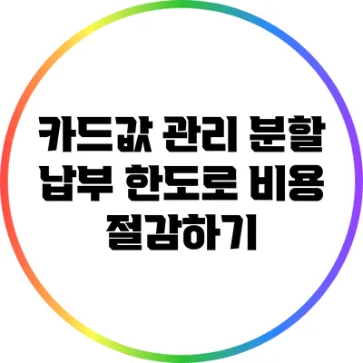 카드값 관리: 분할 납부 한도로 비용 절감하기