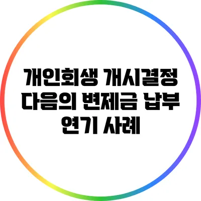 개인회생 개시결정 다음의 변제금 납부 연기 사례