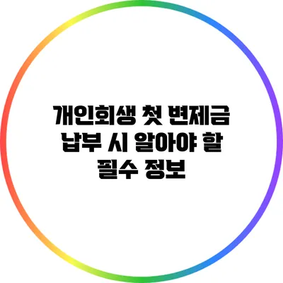 개인회생 첫 변제금 납부 시 알아야 할 필수 정보