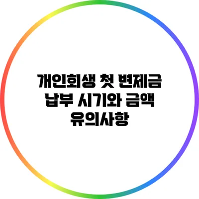 개인회생 첫 변제금 납부 시기와 금액 유의사항