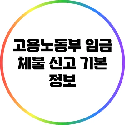 고용노동부 임금 체불 신고 기본 정보