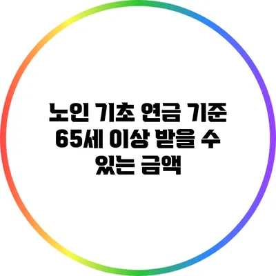 노인 기초 연금 기준: 65세 이상 받을 수 있는 금액