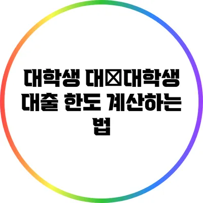 대학생 대�대학생 대출 한도 계산하는 법