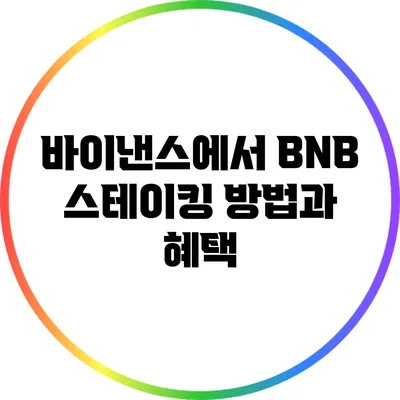 바이낸스에서 BNB 스테이킹 방법과 혜택