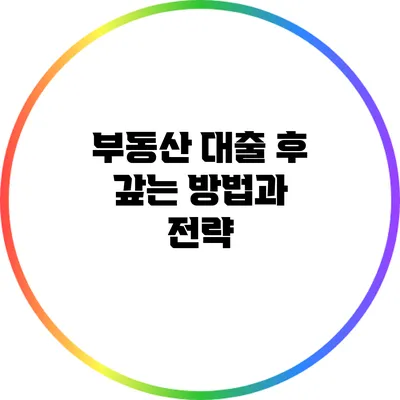 부동산 대출 후 갚는 방법과 전략