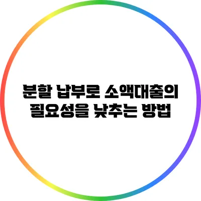 분할 납부로 소액대출의 필요성을 낮추는 방법