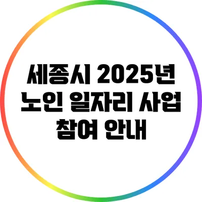 세종시 2025년 노인 일자리 사업 참여 안내