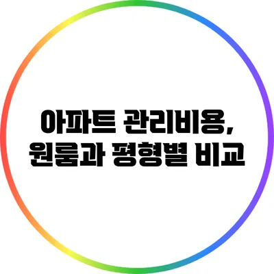 아파트 관리비용, 원룸과 평형별 비교