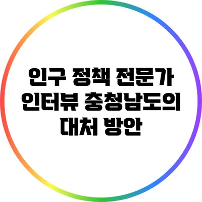 인구 정책 전문가 인터뷰: 충청남도의 대처 방안