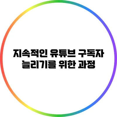 지속적인 유튜브 구독자 늘리기를 위한 과정