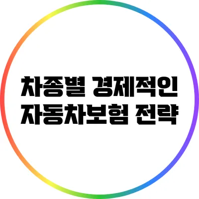 차종별 경제적인 자동차보험 전략