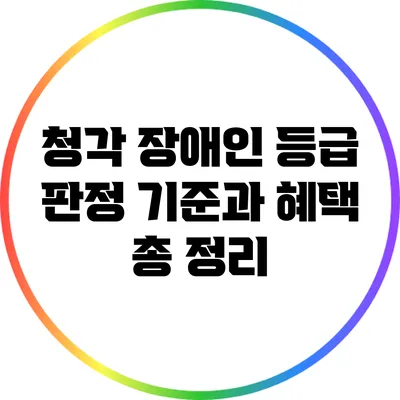 청각 장애인 등급 판정 기준과 혜택 총 정리