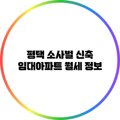 평택 소사벌 신축 임대아파트 월세 정보