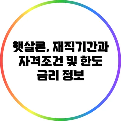 햇살론, 재직기간과 자격조건 및 한도 금리 정보