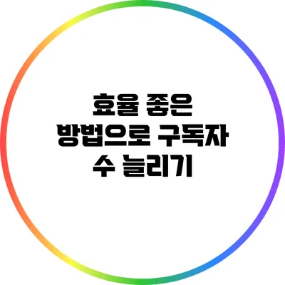 효율 좋은 방법으로 구독자 수 늘리기