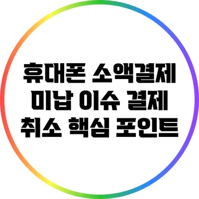 휴대폰 소액결제 미납 이슈: 결제 취소 핵심 포인트