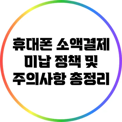 휴대폰 소액결제 미납 정책 및 주의사항 총정리