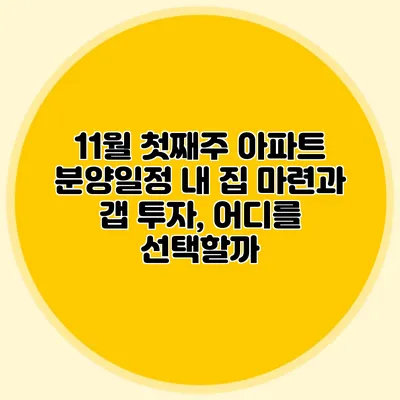 11월 첫째주 아파트 분양일정: 내 집 마련과 갭 투자, 어디를 선택할까?