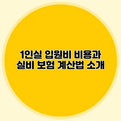 1인실 입원비 비용과 실비 보험 계산법 소개