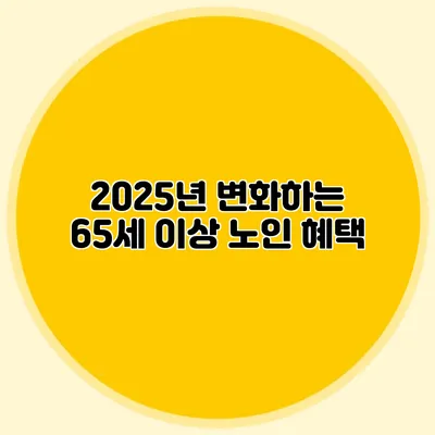 2025년 변화하는 65세 이상 노인 혜택