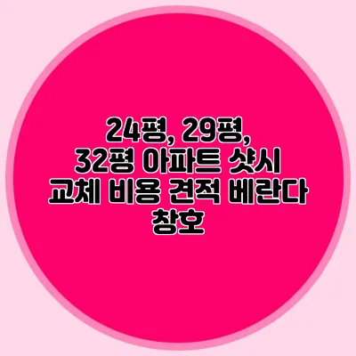 24평, 29평, 32평 아파트 샷시 교체 비용 견적: 베란다 창호