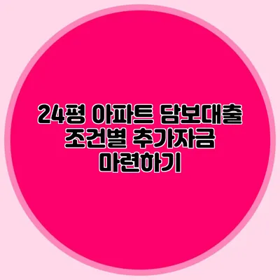 24평 아파트 담보대출: 조건별 추가자금 마련하기