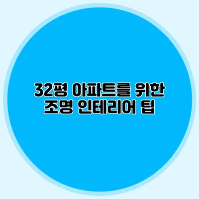32평 아파트를 위한 조명 인테리어 팁
