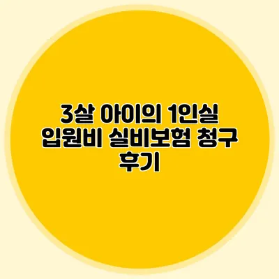 3살 아이의 1인실 입원비 실비보험 청구 후기