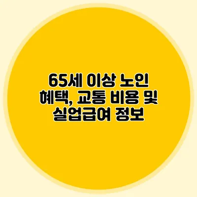 65세 이상 노인 혜택, 교통 비용 및 실업급여 정보