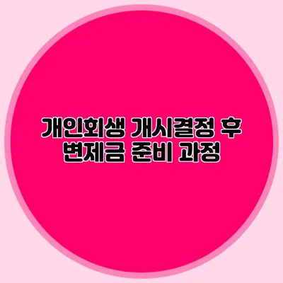 개인회생 개시결정 후 변제금 준비 과정