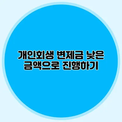 개인회생 변제금 낮은 금액으로 진행하기