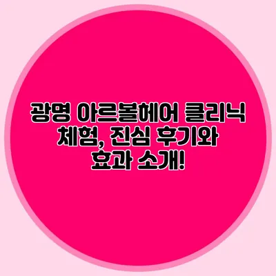 광명 아르볼헤어 클리닉 체험, 진심 후기와 효과 소개!