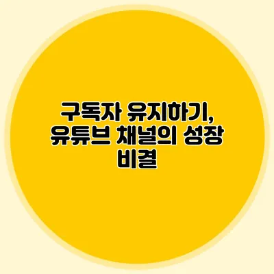 구독자 유지하기, 유튜브 채널의 성장 비결