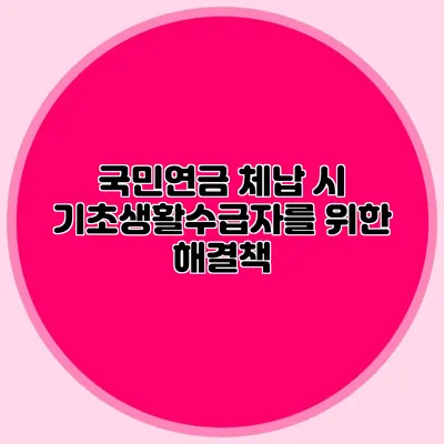 국민연금 체납 시 기초생활수급자를 위한 해결책