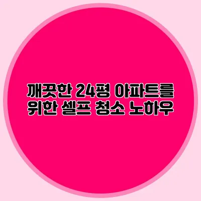 깨끗한 24평 아파트를 위한 셀프 청소 노하우